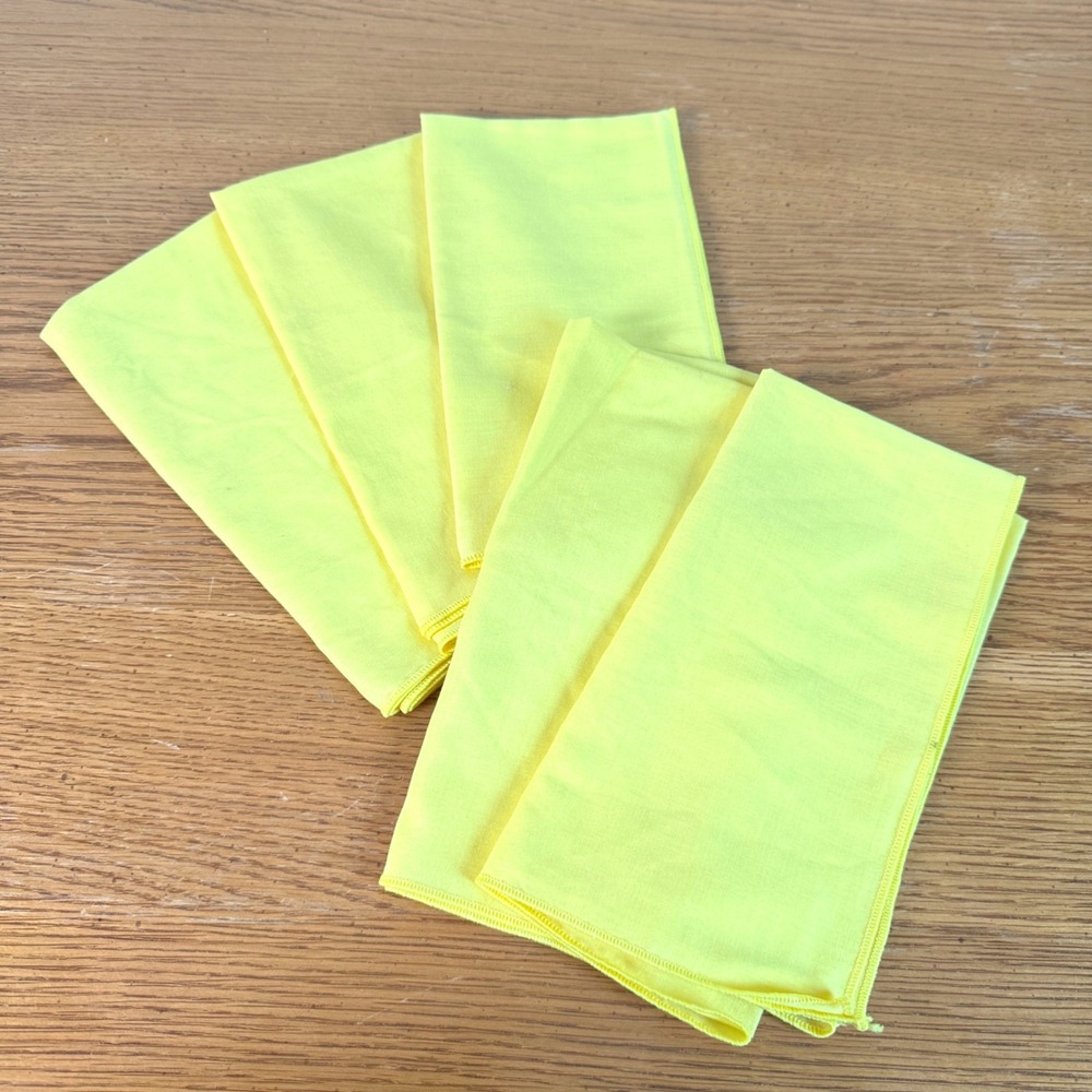 Vintage‎ Yellow Cloth Napkins Set of 4 Retro Mid Century 19x18.5